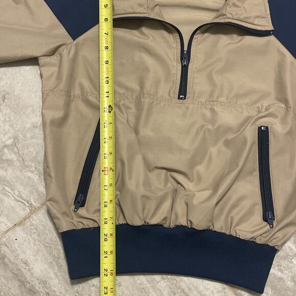 Vintage LL Bean Tan & Blue Pullover Windbreaker Jacket 1/4 Zip Size M Retro - Picture 7 of 10